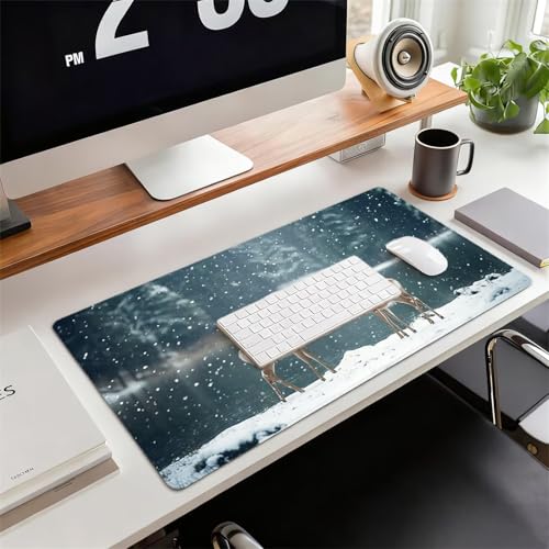 Gaming Mauspad XXL 1600x800x3mm REH Mousepad, Große Speed rutschfeste Schreibtischunterlage Schneeflocke Verbessert Präzision und Geschwindigkeit mit Stoßdämpfung für Tastatur Maus Homeoffice xg-587 Bild 2
