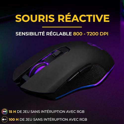The G-Lab Combo Hydrogen WL Gaming-Tastatur, kabellos, 60% AZERTY FR RGB – Gaming-Maus 7200 DPI – Dual-Modus 2,4 GHz & Bluetooth – PC PS4 PS5 Bild 6