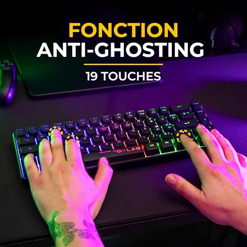 The G-Lab Combo Hydrogen WL Gaming-Tastatur, kabellos, 60% AZERTY FR RGB – Gaming-Maus 7200 DPI – Dual-Modus 2,4 GHz & Bluetooth – PC PS4 PS5 Bild 7