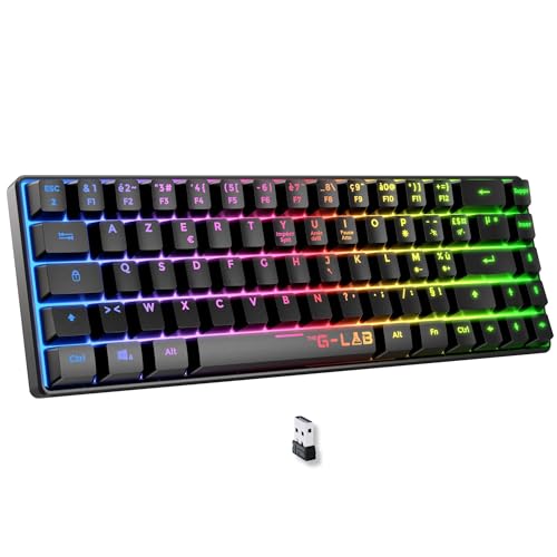The G-Lab Keyz Hydrogen WL Gaming-Tastatur, kabellos, 60% AZERTY, Triple Modus, 2,4 GHz, Bluetooth, kabelgebunden, leise, RGB-Gaming-Tastatur, PC, PS4, PS5, Schwarz Bild 1