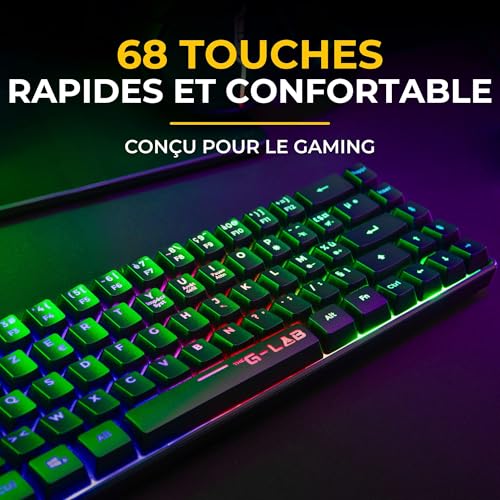 The G-Lab Keyz Hydrogen WL Gaming-Tastatur, kabellos, 60% AZERTY, Triple Modus, 2,4 GHz, Bluetooth, kabelgebunden, leise, RGB-Gaming-Tastatur, PC, PS4, PS5, Schwarz Bild 6