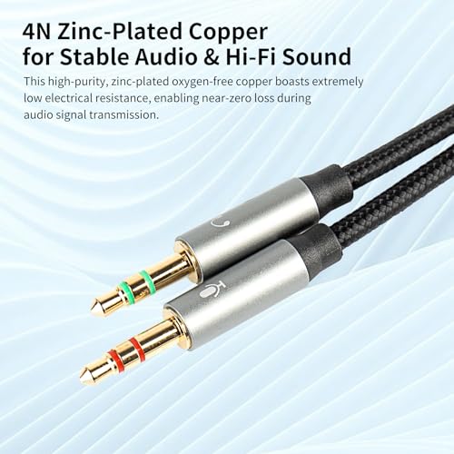 Yinyoo KBEAR KA01 Kopfhörer Splitter 3.5mm Klinkenbuchse auf Zwei 3.5mm Klinkenstecker Audio Mikrofon Adapter Kompatibel mit PC Gaming Headset/Ohrhörern/Lautsprechern/Laptop/PS5/PS4 Bild 5