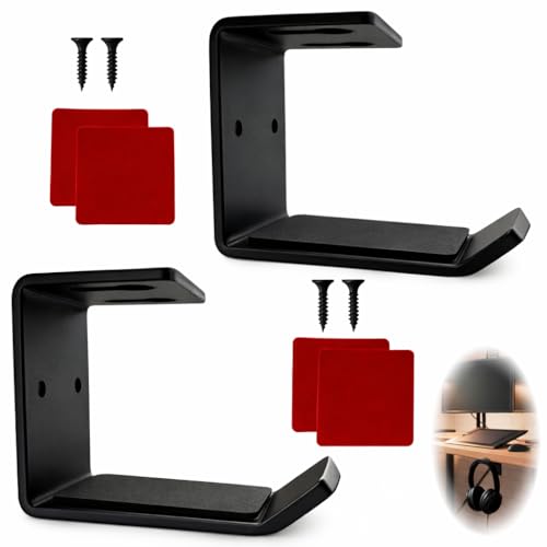 2PCS Headset Halterung für Schreibtisch und Wand, Headset Halter Schreibtisch mit Klebe oder Schraubmontage, platzsparender Headset Ständer für Gaming, Büro und Zuhause Bild 1