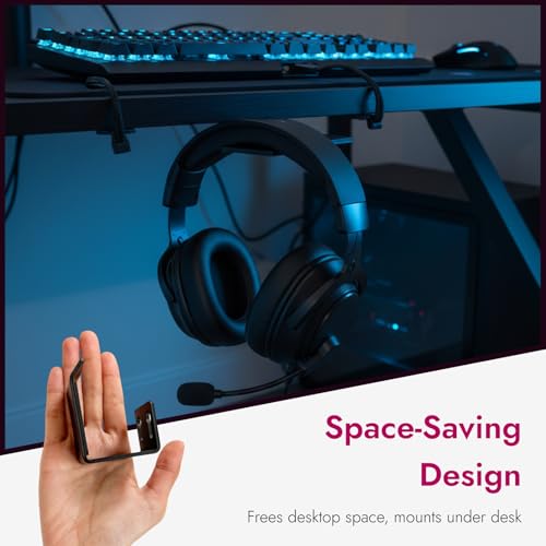 2PCS Headset Halterung für Schreibtisch und Wand, Headset Halter Schreibtisch mit Klebe oder Schraubmontage, platzsparender Headset Ständer für Gaming, Büro und Zuhause Bild 4