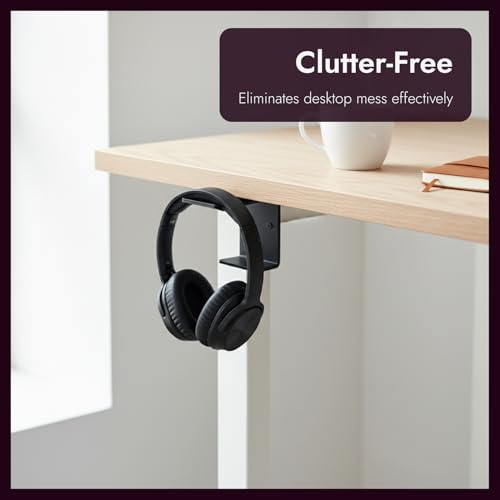 2PCS Headset Halterung für Schreibtisch und Wand, Headset Halter Schreibtisch mit Klebe oder Schraubmontage, platzsparender Headset Ständer für Gaming, Büro und Zuhause Bild 5