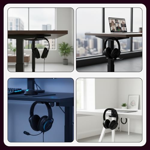 2PCS Headset Halterung für Schreibtisch und Wand, Headset Halter Schreibtisch mit Klebe oder Schraubmontage, platzsparender Headset Ständer für Gaming, Büro und Zuhause Bild 6
