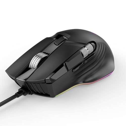 LICAEVEY RGB-Gaming-Maus, Ergonomische Kabelgebundene Maus mit 11 Programmierbaren Tasten und Zwei Scrollrädern, 1200–12400 Einstellbare DPI für PC-Gaming-FPS-Spiele Bild 1