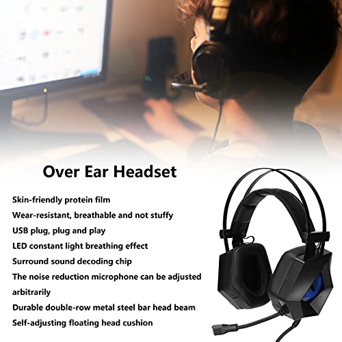 Tomantery TAIDU Competitive Gaming Headset Over-Ear-Stereo-Kopfhörer mit Kabel für PC, Geräuschunterdrückender LED-Licht-Kopfhörer für Game-Player Bild 7