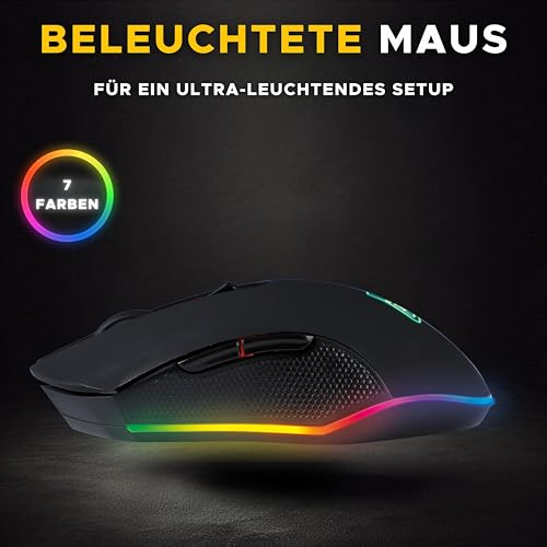 The G-Lab - Kult Helium Pro - Gaming Mouse mit Kabel - Optischer Sensor mit einstellbaren 12800 DPI, 7-Farben-LED-Beleuchtung, Leise Maus Gaming mit 6 Tasten - Gaming-Mäuse für PC/PS5/PS4/XBox Bild 4
