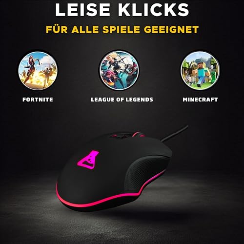 The G-Lab - Kult Helium Pro - Gaming Mouse mit Kabel - Optischer Sensor mit einstellbaren 12800 DPI, 7-Farben-LED-Beleuchtung, Leise Maus Gaming mit 6 Tasten - Gaming-Mäuse für PC/PS5/PS4/XBox Bild 5