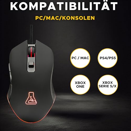 The G-Lab - Kult Helium Pro - Gaming Mouse mit Kabel - Optischer Sensor mit einstellbaren 12800 DPI, 7-Farben-LED-Beleuchtung, Leise Maus Gaming mit 6 Tasten - Gaming-Mäuse für PC/PS5/PS4/XBox Bild 6