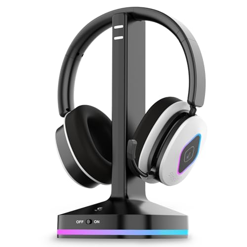 Earbay 2.4GHz Wireless Gaming Headset für PS5/PS4, Switch – Lossless Audio & 6.0 Bluetooth Headset mit klappbarem mikrofon, 40 Std. Akkulaufzeit, RGB Transmitter Basis, kompatibel mit Xbox & Laptop Bild 1