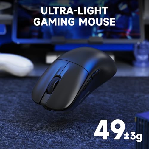 MAGIC-REFINER AJ199 49g ULTRALEICHTE Kabellose Gaming-Maus, PAW3311 Sensor, Aktualisierter BK3633 MCU, 24KDPI Einstellbar, 1000Hz, BT/2.4G/Kabelgebunden, Aufladbar 600mAh, für PC/Win/Mac, Schwarz Bild 4
