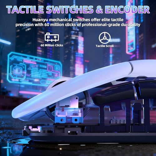 ZIYOU LANG×MAGIC-REFINER AJ199 Kabellose Gaming Maus Leicht, 49g Tri-Modus 2.4G/BT/Kabel, PixArt PAW3311, 24000 DPI, 1000Hz, 600mAh Wiederaufladbare Gamer Maus für PC/Mac/Laptop - Weiß Bild 6