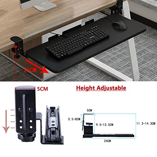 Große Tastaturablage mit Klemme, höhenverstellbar, leichtgängiges Gleiten, kein Bohren, Maus-Plattform, ideal für Zuhause, Büro, Schule, Tippen, Gaming, Schwarz, Walnuss (75 cm) Bild 3