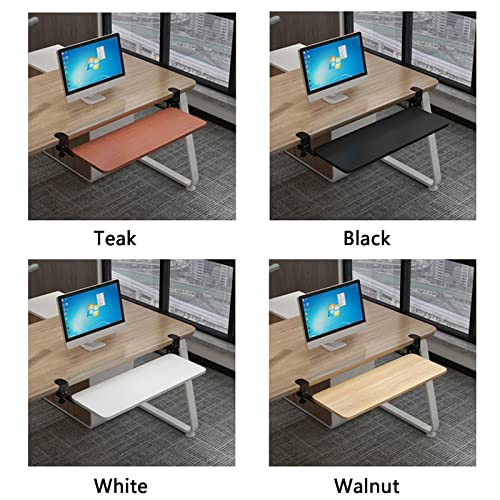 Große Tastaturablage mit Klemme, höhenverstellbar, leichtgängiges Gleiten, kein Bohren, Maus-Plattform, ideal für Zuhause, Büro, Schule, Tippen, Gaming, Schwarz, Walnuss (75 cm) Bild 4