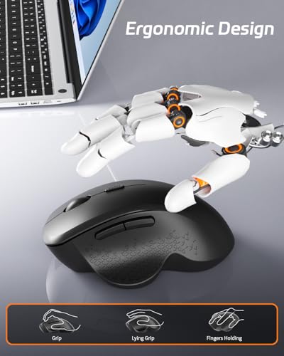 Uiosmuph G09 Bluetooth Maus kabellos, Bluetooth 5.1 + 2.4GHz Wireless Mouse, Kabellose Maus mit USB-Nano-Empfänger, Leise Funkmaus Wiederaufladbare für Laptop, PC, iPad, Mac, Schwarz Bild 6