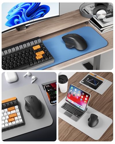 Uiosmuph G09 Bluetooth Maus kabellos, Bluetooth 5.1 + 2.4GHz Wireless Mouse, Kabellose Maus mit USB-Nano-Empfänger, Leise Funkmaus Wiederaufladbare für Laptop, PC, iPad, Mac, Schwarz Bild 7