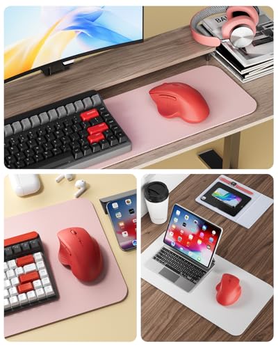 Uiosmuph G09 Bluetooth Maus kabellos, Bluetooth 5.1 + 2.4GHz Wireless Mouse, Kabellose Maus mit USB-Nano-Empfänger, Leise Funkmaus Wiederaufladbare für Laptop, PC, iPad, Mac,Rot Bild 7