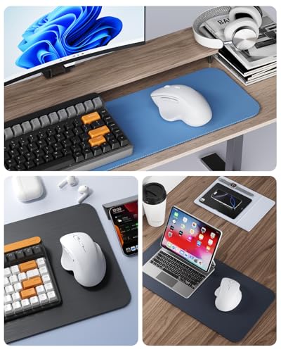 Uiosmuph G09 Bluetooth Maus kabellos, Bluetooth 5.1 + 2.4GHz Wireless Mouse, Kabellose Maus mit USB-Nano-Empfänger, Leise Funkmaus Wiederaufladbare für Laptop, PC, iPad, Mac, Weiß Bild 7