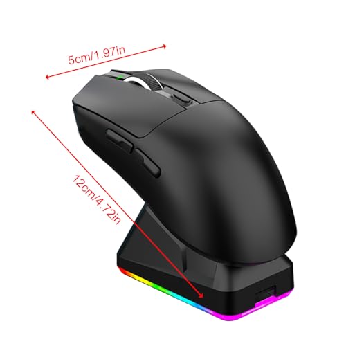 3-Modi-Gaming-Maus mit Ladestation, Leichte Maus mit Einstellbarem 800-12000 DPI und RGB-Licht, für Büro- und PC-Nutzung (Black) Bild 7