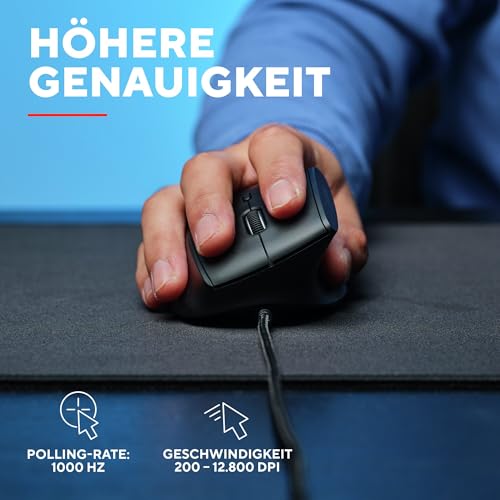 GXTrust 145 Rexxa Vertikale Gaming Maus mit Programmierbaren Tasten, 12.8k DPI, Ergonomische Maus mit Kabel USB-A 1,7m, Mehrfarbige RGB Beleuchtung, Enthaltene Software, Gaming Mouse MMO - Schwarz Bild 5