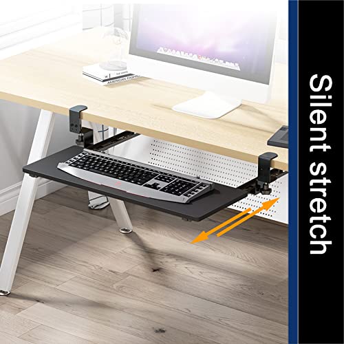 Verstellbare Tastaturablage mit Klemme und Schiebetrockner für Tastatur und Maus, Design 750 x 250 mm, perfekt für Home Office und Gaming Setup Bild 6