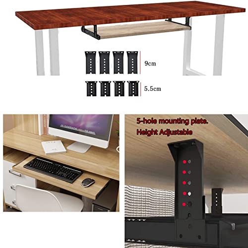 Tastaturablage unter dem Schreibtisch – Holz-Tastatur- und Maus-Plattform, leicht ausziehbares Regal für Home Office & Gaming Setup, platzsparendes Design für optimale Anpassung Bild 4