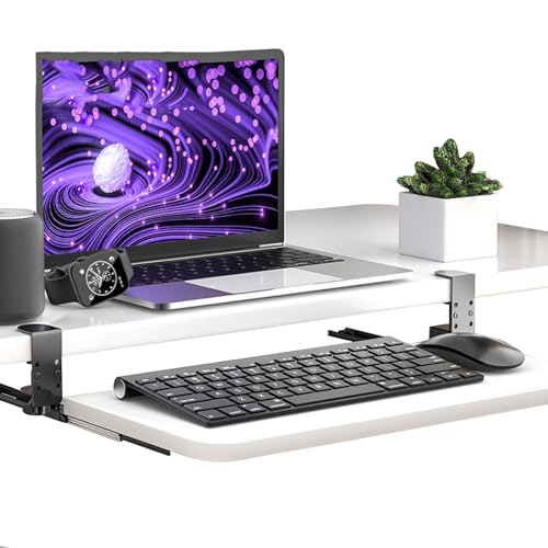 Tastaturablage unter dem Schreibtisch, verstellbarer Schiebe-Trockner für Maus und Tastatur, 750 x 240 mm, weiß, ideal für Home Office & Gaming Setup Bild 1
