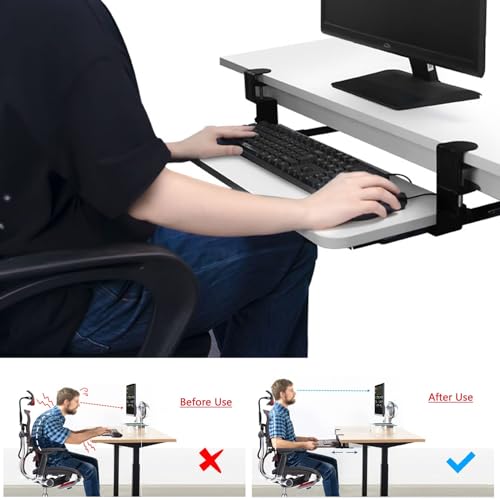 Tastaturablage unter dem Schreibtisch, verstellbarer Schiebe-Trockner für Maus und Tastatur, 750 x 240 mm, weiß, ideal für Home Office & Gaming Setup Bild 6