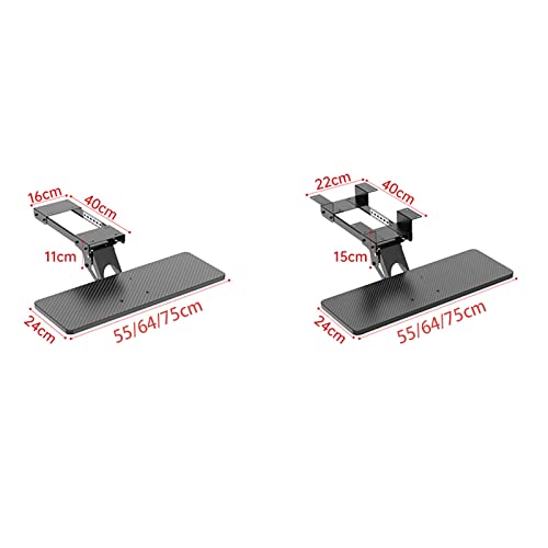 Tastaturablage unter dem Schreibtisch mit 360° Drehung, höhenverstellbar, und Maus-Handgelenkpolster, 73,7 cm, Schwarz, ideal für Home Office und Gaming Setup Bild 2