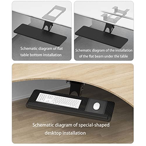 Tastaturablage unter dem Schreibtisch mit 360° Drehung, höhenverstellbar, und Maus-Handgelenkpolster, 73,7 cm, Schwarz, ideal für Home Office und Gaming Setup Bild 7