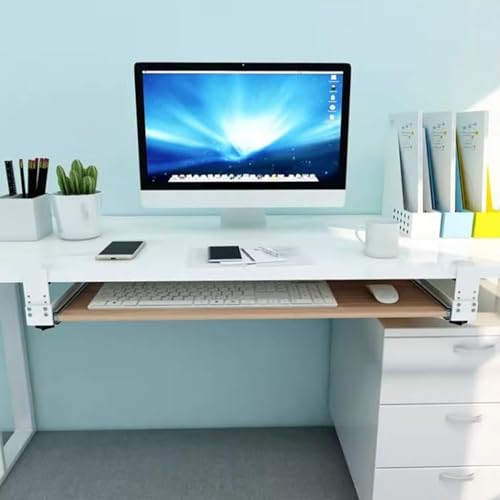 Verstellbares Tastatur- und Maus-Tablett unter dem Schreibtisch, verschiebbares Computerregal für Heimbüro, platzsparende Schreibtischverlängerung für Gaming und Studium, Ergon-Design Bild 4
