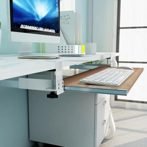 Verstellbares Tastatur- und Maus-Tablett unter dem Schreibtisch, verschiebbares Computerregal für Heimbüro, platzsparende Schreibtischverlängerung für Gaming und Studium, Ergon-Design Bild 5