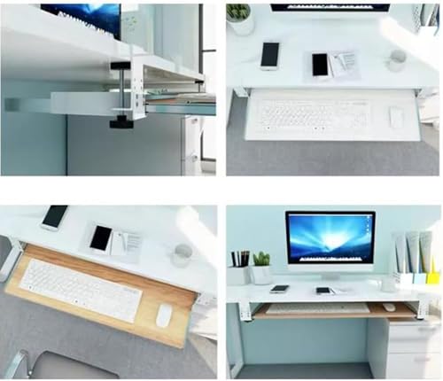 Verstellbares Tastatur- und Maus-Tablett unter dem Schreibtisch, verschiebbares Computerregal für Heimbüro, platzsparende Schreibtischverlängerung für Gaming und Studium, Ergon-Design Bild 6