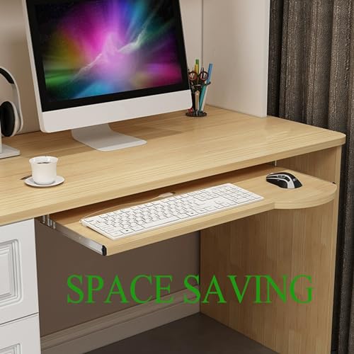 60 cm Untertisch-Tastaturablage, Schiebeablage für Computer, Tablet und Maus, platzsparendes Design in Weiß, perfekt für Home Office & Gaming Setup Bild 7