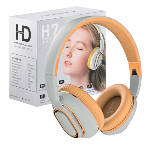 Bluetooth-Kopfhörer, faltbar, kabellos, Over-Ear-Kopfhörer mit verstecktem Mikrofon für Handy, Laptop, PC, geeignet für Musik, Schule, Training und Gaming (weiß) Bild 1