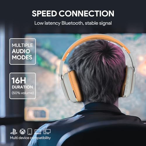 Bluetooth-Kopfhörer, faltbar, kabellos, Over-Ear-Kopfhörer mit verstecktem Mikrofon für Handy, Laptop, PC, geeignet für Musik, Schule, Training und Gaming (weiß) Bild 2