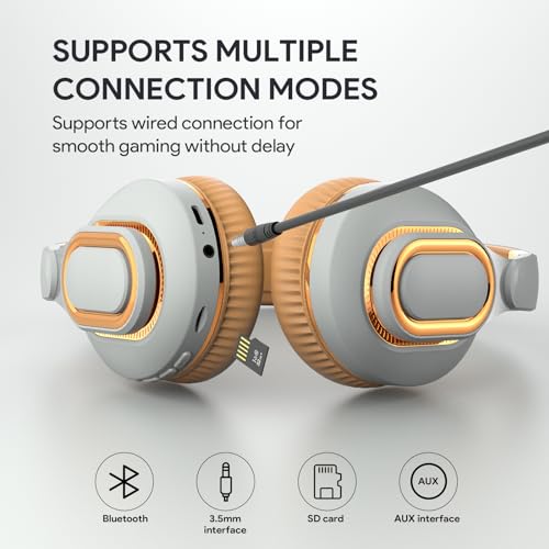 Bluetooth-Kopfhörer, faltbar, kabellos, Over-Ear-Kopfhörer mit verstecktem Mikrofon für Handy, Laptop, PC, geeignet für Musik, Schule, Training und Gaming (weiß) Bild 3