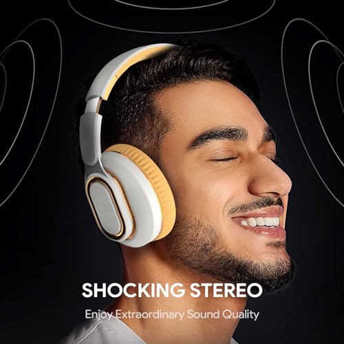 Bluetooth-Kopfhörer, faltbar, kabellos, Over-Ear-Kopfhörer mit verstecktem Mikrofon für Handy, Laptop, PC, geeignet für Musik, Schule, Training und Gaming (weiß) Bild 6