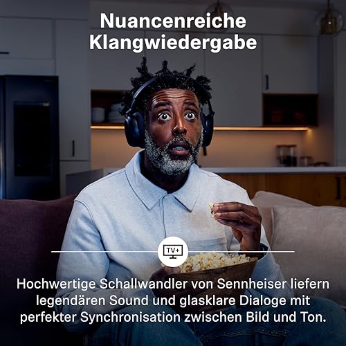 Sennheiser RS 255 TV-Kopfhörer – Bluetooth-Kopfhörer und Sender im Set – Kabellose Kopfhörer mit geringer Latenz, virtuellem Surround-Sound, Sprachverständlichkeitsmodus und Auracast – 50 Std. Akku Bild 2