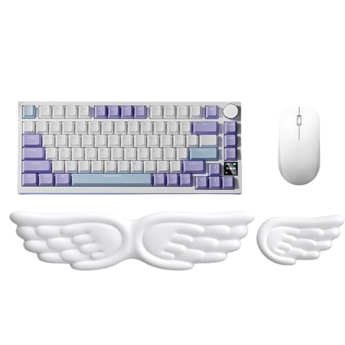 Angel-Flügel Handgelenkstütze: 430×105 Handballenauflage Tastatur, Handauflage Tastatur Mit PU Leder, Ergonomische Maus Handgelenkauflage, für Büro und Zuhause Bild 1