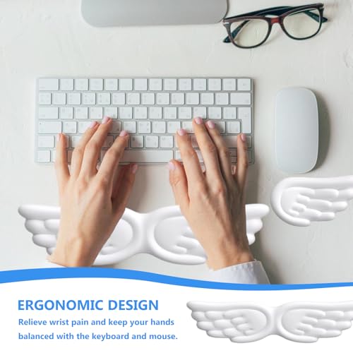 Angel-Flügel Handgelenkstütze: 430×105 Handballenauflage Tastatur, Handauflage Tastatur Mit PU Leder, Ergonomische Maus Handgelenkauflage, für Büro und Zuhause Bild 3