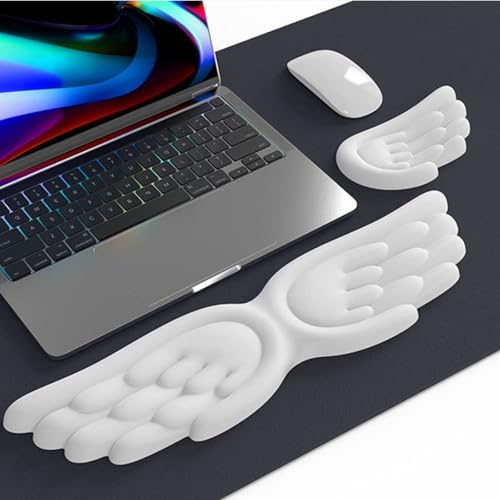 Angel-Flügel Handgelenkstütze: 430×105 Handballenauflage Tastatur, Handauflage Tastatur Mit PU Leder, Ergonomische Maus Handgelenkauflage, für Büro und Zuhause Bild 4