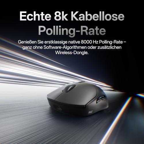 Rapoo VT2 MAX Kabellose Gaming-Maus, 30K DPI Sensor, echte 8000Hz Abfragerate, 53g Ultraleicht, 750 Std. Akku, Nordic nRF54L15 MCU, 120 Millionen optische Schalter, 10 programmierbare Tasten, Schwarz Bild 2
