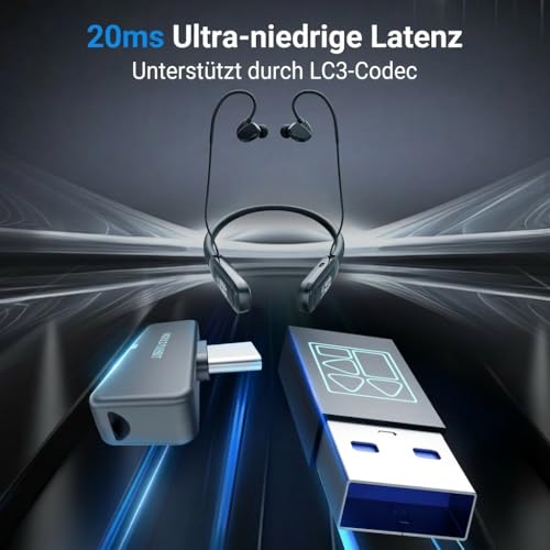 Middle Rabbit Rampage 2 Gaming Ohrhörer mit 2,4 GHz Dongle, ca. 20 ms niedrige Latenz, Bluetooth Nackenbügel-Kopfhörer mit Mikrofon, 32 Std. Akku, für PS5, PS4, PC, Laptop Bild 2