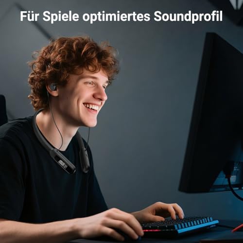 Middle Rabbit Rampage 2 Gaming Ohrhörer mit 2,4 GHz Dongle, ca. 20 ms niedrige Latenz, Bluetooth Nackenbügel-Kopfhörer mit Mikrofon, 32 Std. Akku, für PS5, PS4, PC, Laptop Bild 5