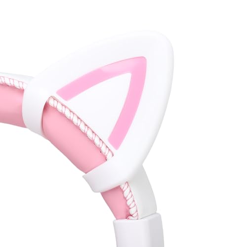 Naroote Gaming-Headset, Geräuschreduzierende Kabelgebundene Over-Ear-Kopfhörer mit Mikrofon und RGB-Beleuchtung, Verstärktes Memory-Foam-Design, Klarer Klang, für Computer (Weiß-Rosa mit Bild 7