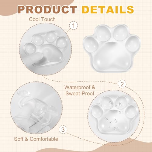 PATIKIL Gel Handgelenkstütze Handgelenkstütze Für Maus Hundepfotenform Ergonomische Mausunterlage Weiche Silikonstütze Bequemes Kissen Für Computer Gaming Büro Zuhause Transparent Bild 4