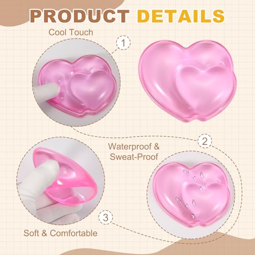 PATIKIL Gel Handgelenkstütze Handgelenkstütze Für Maus Herzform Ergonomische Mausunterlage Weiche Silikonstütze Bequemes Kissen Für Computer Gaming Büro Zuhause Pink Bild 4